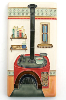 Adobe fireplace tile